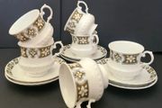 Vintage Mayfair Pottery Fine Bone China Tea Set 6 Cups &amp; Saucers Floral Pattern