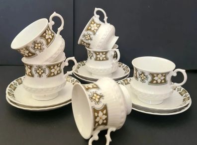 Vintage Mayfair Pottery Fine Bone China Tea Set 6 Cups & Saucers Floral Pattern