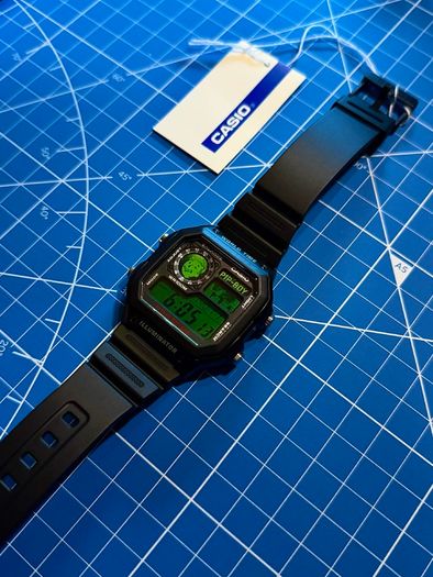 New Casio Royale AE1200 Mod - Custom Fallout Pip-Boy Theme - Black/ Green Strap