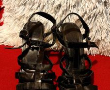 Elegant Black Strappy Heels Size UK 5 / EUR 38