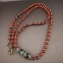 Antique Zigzag Tibetan Agate Pendant With Carnelian Beads Necklace Image 6