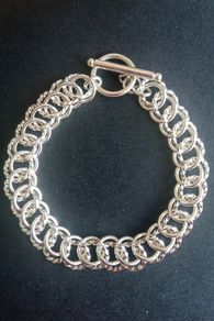 925 sterling silver interlocking multi-ring bracelet 22 grams