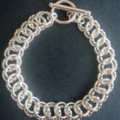 925 sterling silver interlocking multi-ring bracelet 22 grams