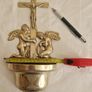 Antique  Brass Angel Holy Water Font Religious Wall Art Image 10