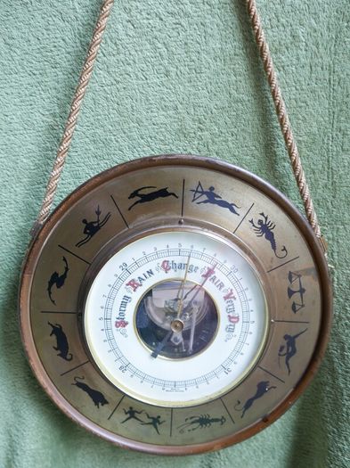 Vintage Zodiac Barometer Hygrometer Wall Hanging West Germany