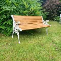 Cast iron and solid oak garden bench