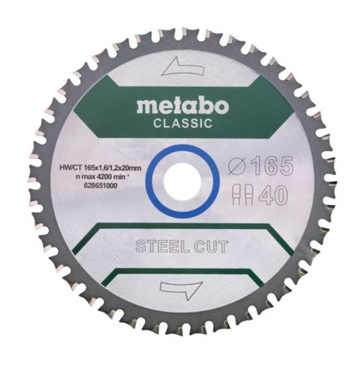 Metabo steel cut/sandwich panel - classic 628273000 Circular saw blade 165 x 20 x 1.6 mm 40T