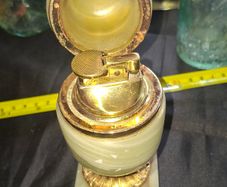 Beautiful Large Old Egg Shape Table Lighter with a Onyx Base and a Brass Mechanism, Postage Available