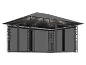 Gazebo with Mosquito Net and String Lights 4x3x2.73 m Anthracite 180 g/sq.m