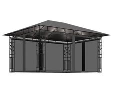 Gazebo with Mosquito Net and String Lights 4x3x2.73 m Anthracite 180 g/sq.m