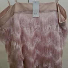 River Island Pink Feather Ethnic Top Size 12 Nwt
