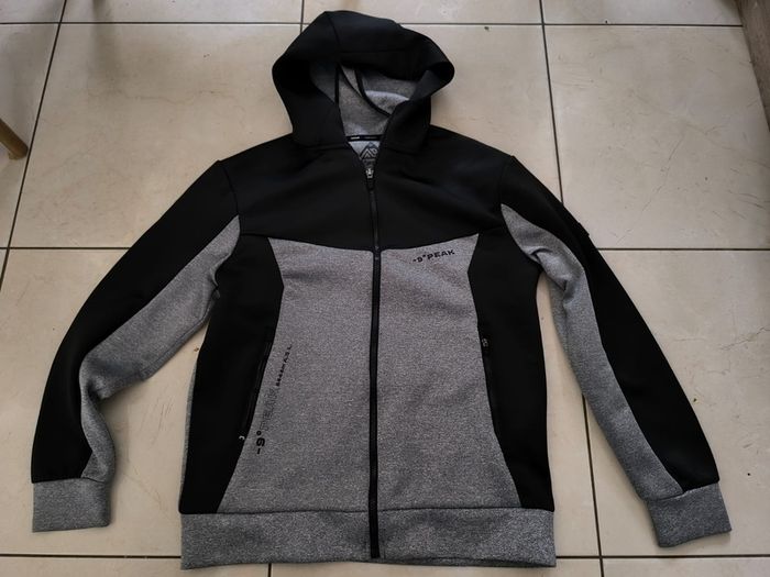 hoodie men 9 Peak Black Grey Full Zip Hooded Sports Jacket Outdoor Hoodie Size Medium