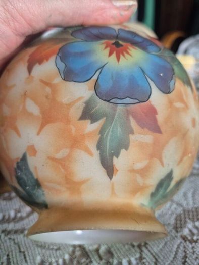 Handpainted Glass Globe shade Bellova Antique 1920s/30s Bellova Art Nouveau Czech glass globe shade