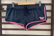 shorts Victoria secrets size large blue velvet &amp; pink logo