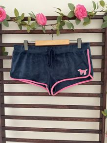 shorts Victoria secrets size large blue velvet & pink logo