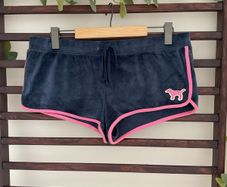 shorts Victoria secrets size large blue velvet & pink logo