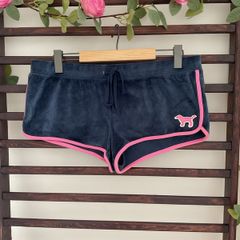 shorts Victoria secrets size large blue velvet & pink logo