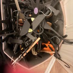 2 boxes of mixed size clothes hangers most shop brands, some kids, some adults, some skirt hangers etc.  would like to move along quickly please.