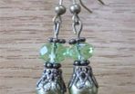 Green Drop Dangle Bronze Plated Fashion Earrings in Olive Drab Green , Free postage