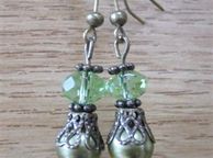 main image for ad Green Drop Dangle Bronze Plated Fashion Earrings in Olive Drab Green , Free postage