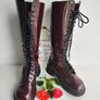 Dr Martens 1420 20 eye patent red burgundy knee high boots England UK7 EU41 US9 Image 9