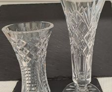 2 cut crystal flower vases