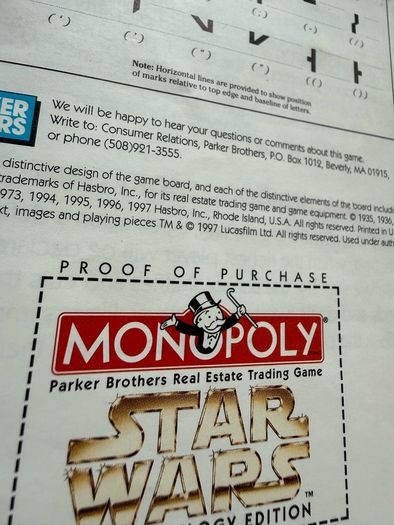 Vintage Monopoly Star Wars Classic Trilogy 1997