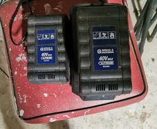 two Spear and Jackson 40LB4001 Batteries and charger