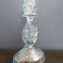 Lovely Pair of Vintage Pressed Glass Candlesticks in Pale Blue Glass with Leaves Motifs, Excellent Condition Image 8