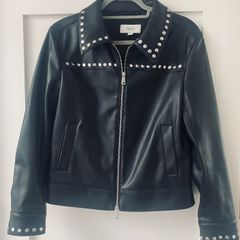 Faux women's black leather studded jacket
