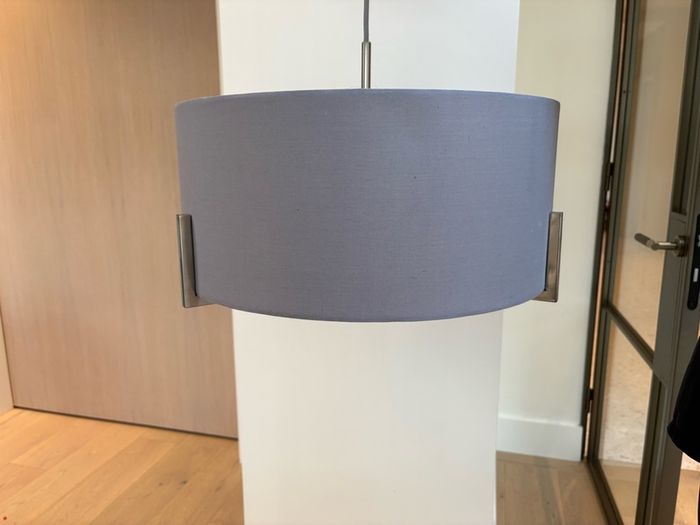 Satin Chrome 3 Light Pendant with Blue Shade
