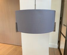 Satin Chrome 3 Light Pendant with Blue Shade