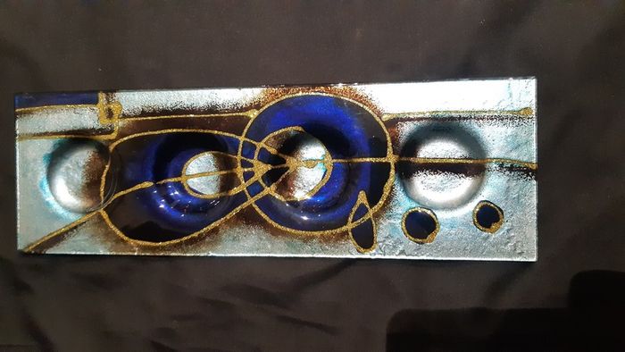2 Turquoise/Blue Glass Tea/Night Light holders