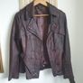 Burgundy Brown Leather Jacket Size Uk 14 Image 3