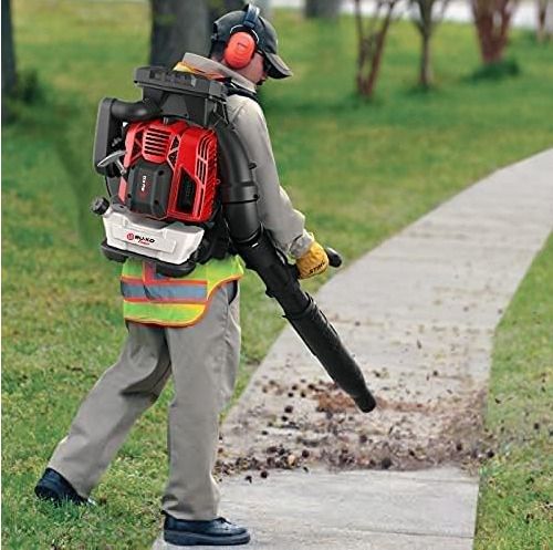 BU-KO 79CC Petrol Backpack Leaf Blower - Powerful 2 Stroke Air Cooled Engine - Lightweight With New and Improved Padded Support Straps While Using - Safety Gear