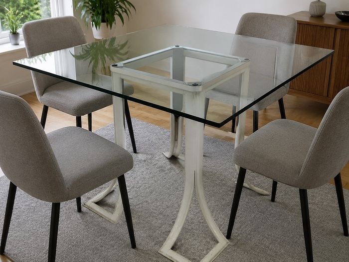 Glass topped Dining table
