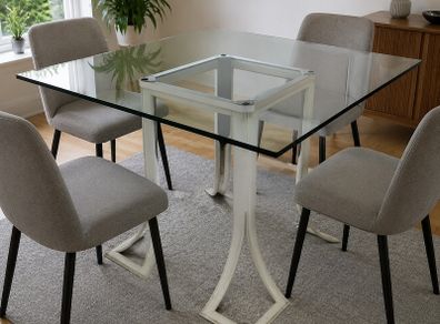 Glass topped Dining table