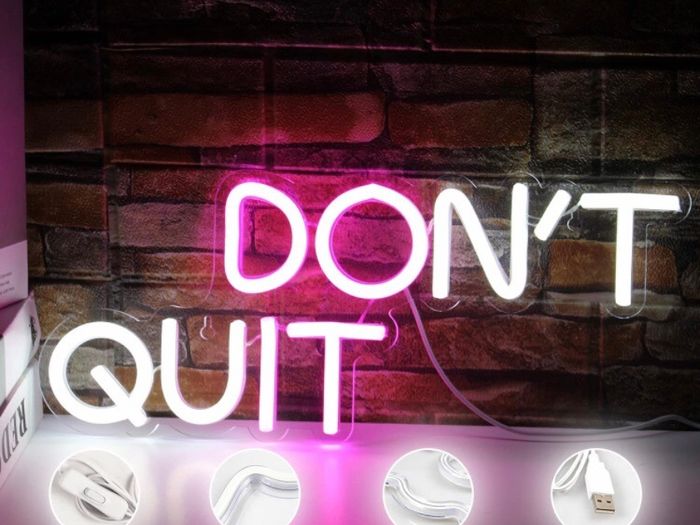 Neon Signs Don't Quit Pink/White Room Decor 15.7 inch x 6.5 inch
