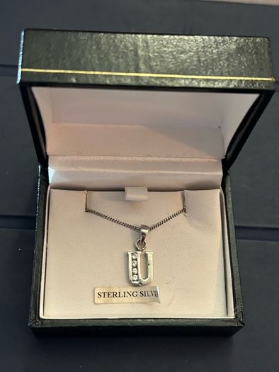 Brand New Sterling Silver Necklace With Initial / Letter U Pendant
