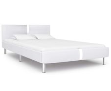 Bed Frame White Faux Leather 135x190 cm