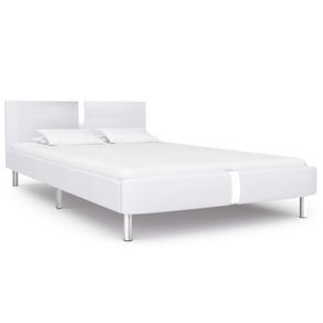 Bed Frame White Faux Leather 135x190 cm