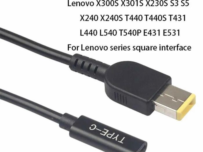 Type-C Female to Square DC Male Power Charger Adapter Cable for Lenovo Thinkpad