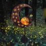 100cm Metal Fairy Sitting on Moon Solar Lights for Garden Ornaments Outdoor, Solar Stake with Crackle Glass Ball, Decorative Garden Gifts for Flowerbed, Walkway, Pathway Image 2