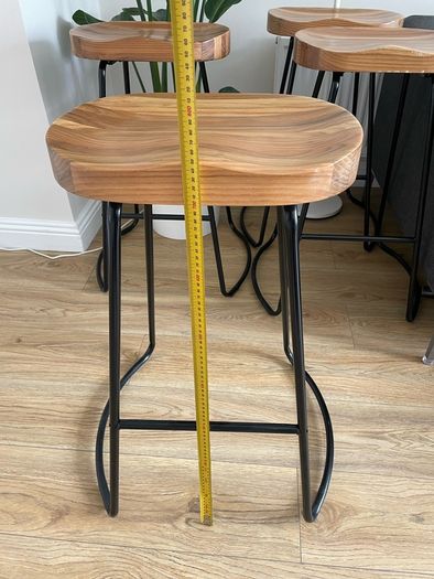 Premium Vintage-Style Elm Wood Barstools (Set of 4)