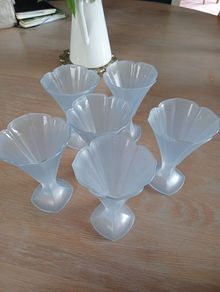 Price reduction. Six French Blue Glass Sundae dishes