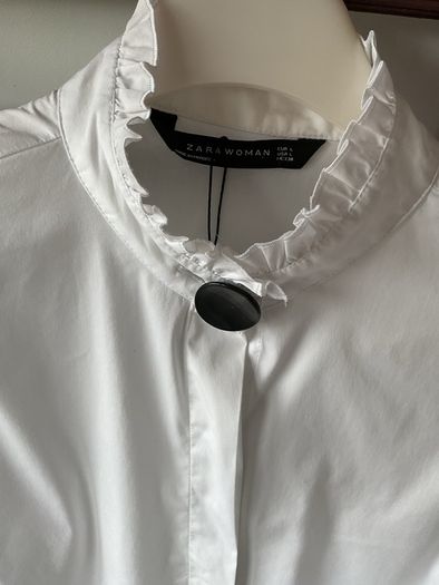 shirt Zara size large white blouse with grandfather frilled collar
