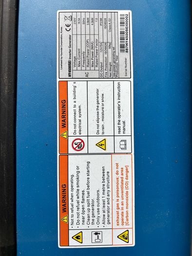 Hyundai 4.0kW Petrol Inverter Generator
