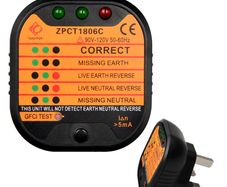 Socket Tester UK 220-250V Circuit Polarity Voltage Detector with LCD Display RCD GFCI Function Portable Automatic Mains Outlet Wiring Leakage Current Tester for Fault Detection Power Polarity Testing
