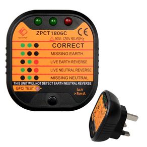 Socket Tester UK 220-250V Circuit Polarity Voltage Detector with LCD Display RCD GFCI Function Portable Automatic Mains Outlet Wiring Leakage Current Tester for Fault Detection Power Polarity Testing