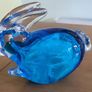 Vintage Art Glass Blue Bunny Rabbit Details Smooth Bottom Paperweight Shelf Desk Image 4